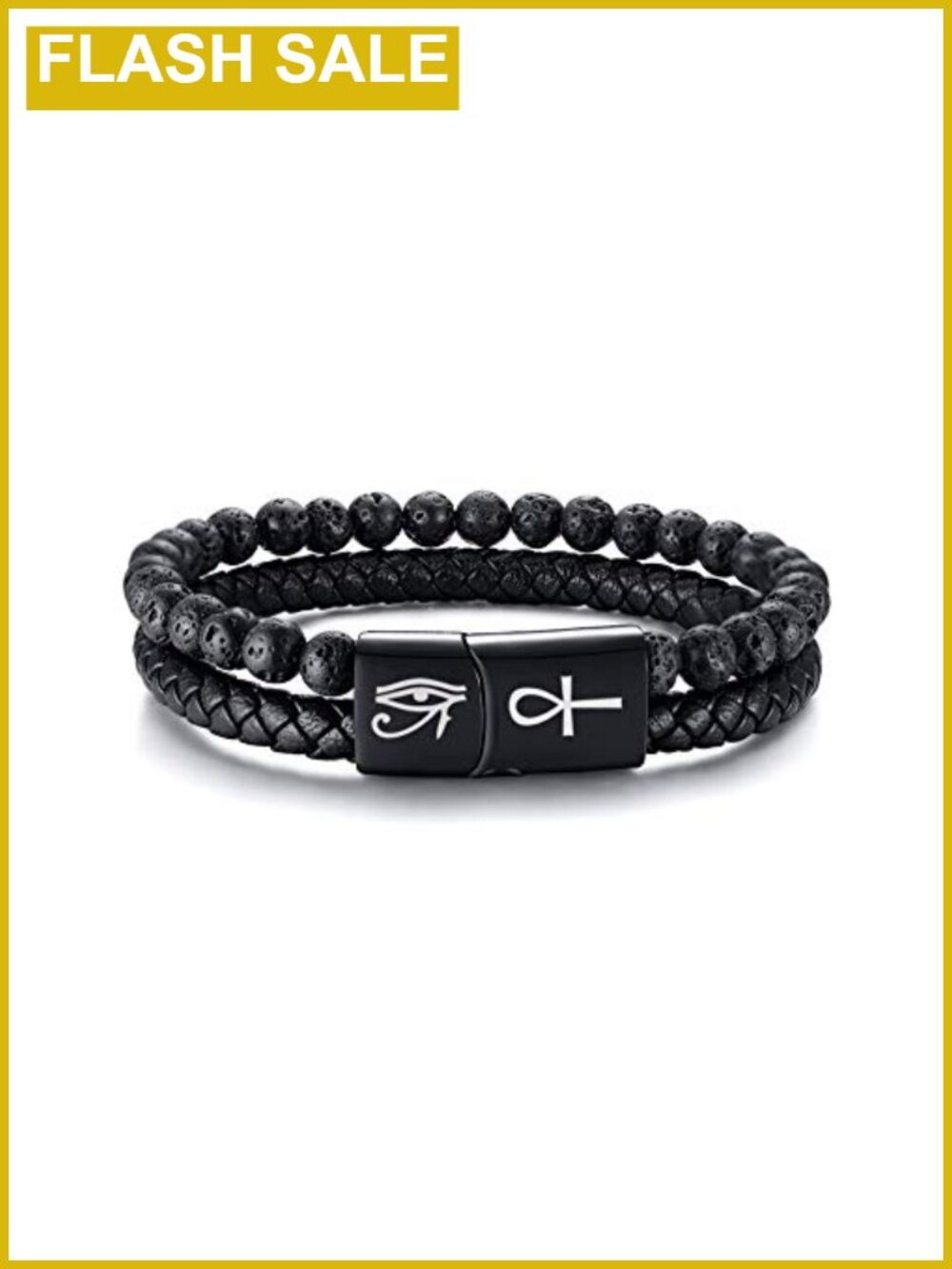 Men's Leather Viking Bracelet with Ankh & Eye Engraving, Cuff Wristband